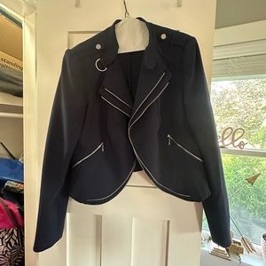Navy blue dressy bomber